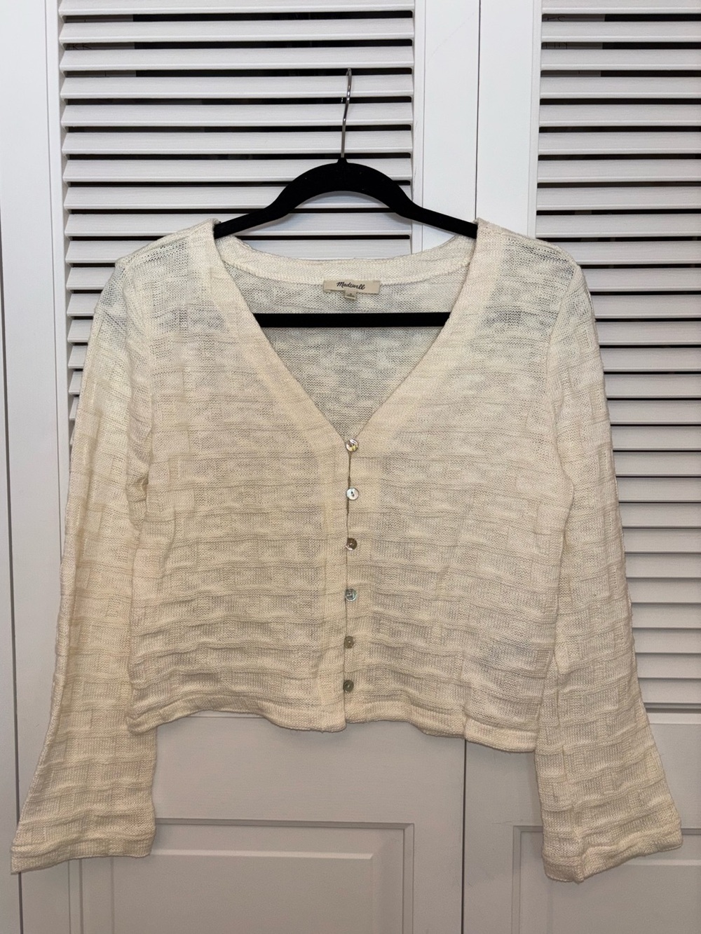 Madewell Cream Button-Front V-Neck Cardigan